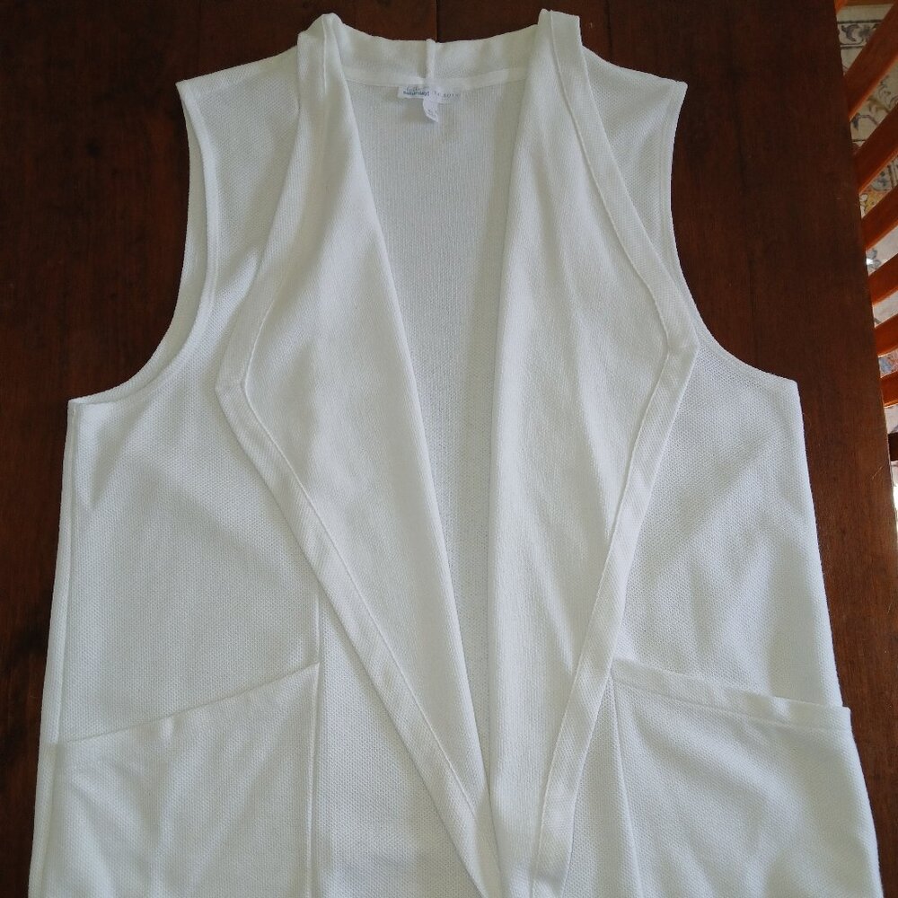 Talbots XL white pique draped knit vest